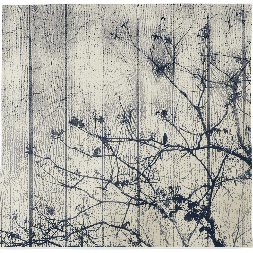 Black and White Botanical Motif Artwork
