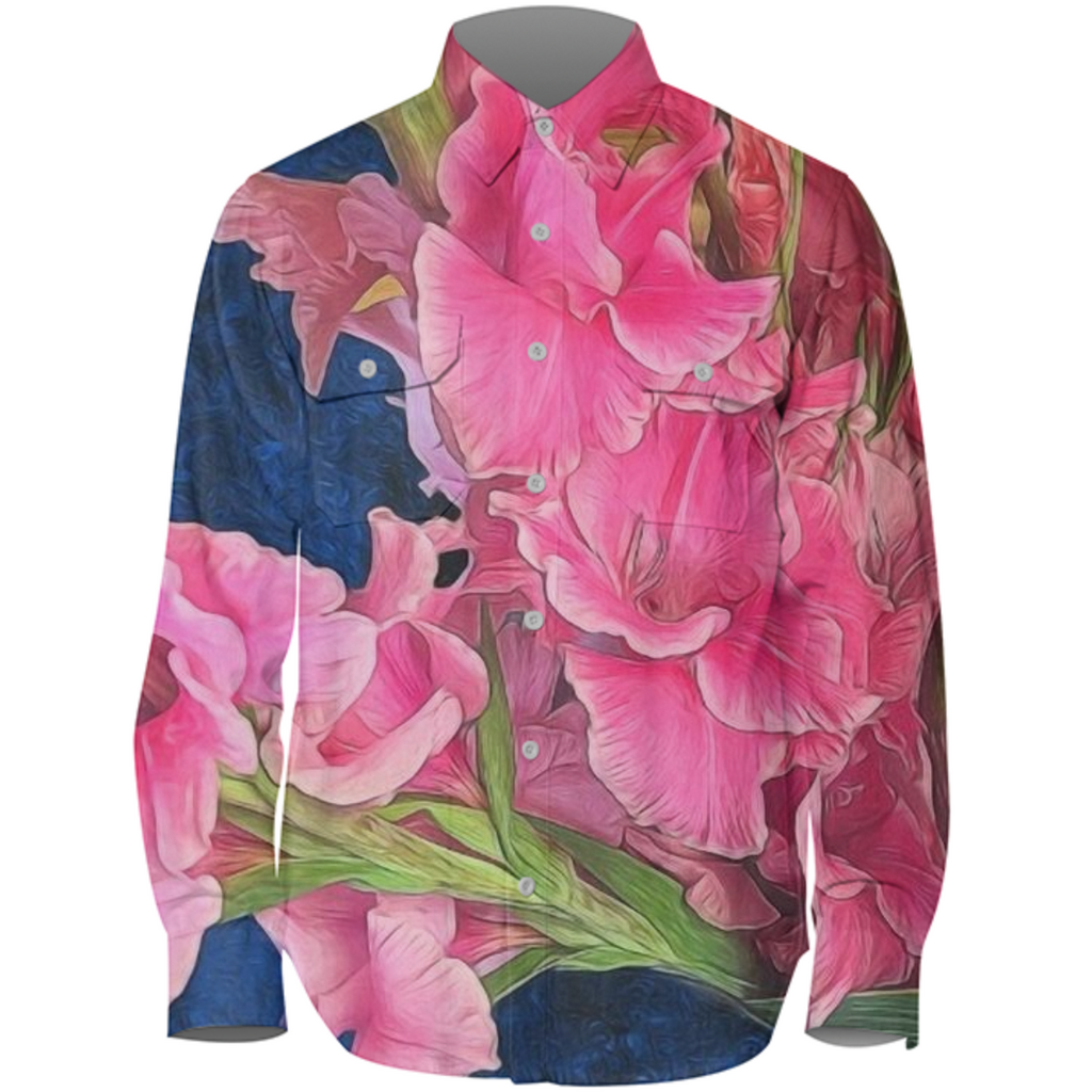Pink Gladiolas Work Shirt