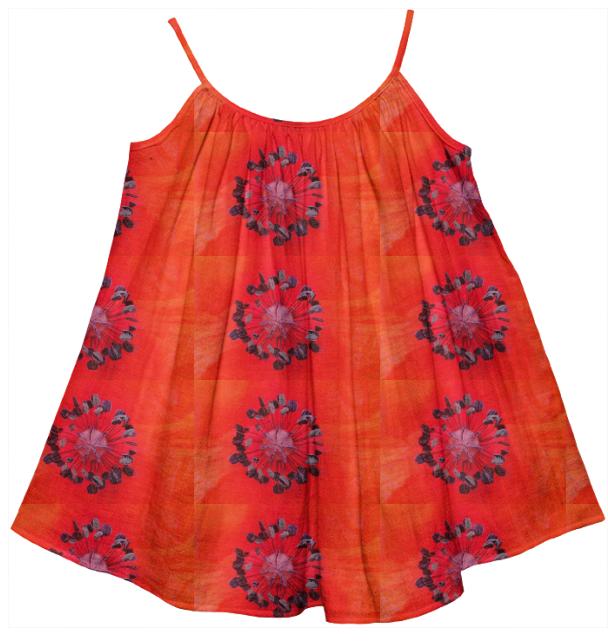 Kids tent dress red poppies
