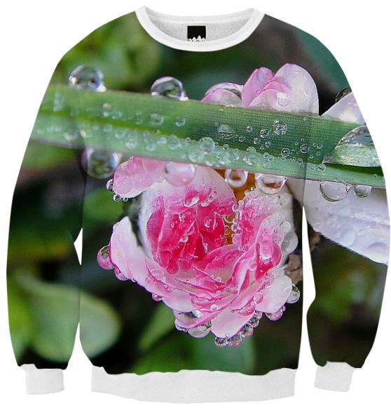 Ribbed sweatshirt pretty pink daisy
