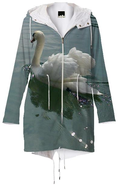 Raincoat swan and lights
