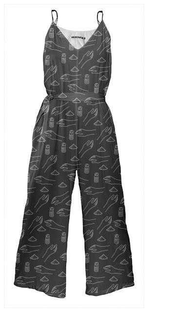 PAOM, Print All Over Me, digital print, design, fashion, style, collaboration, nounproject, Tie Waist Jumpsuit, Tie-Waist-Jumpsuit, TieWaistJumpsuit, Take, with, grain, salt, autumn winter spring summer, unisex, Poly, One Piece