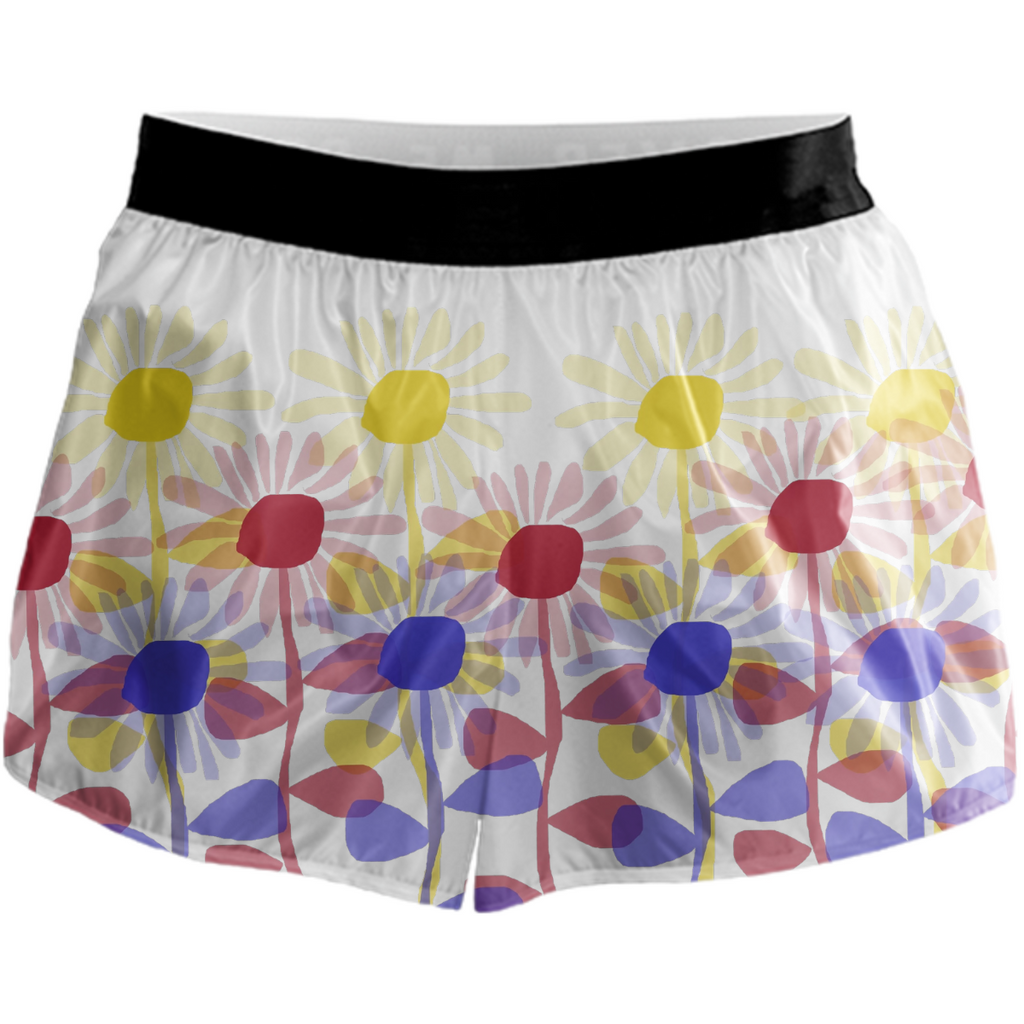 Red Yellow and Blue Sunflowers Running Shorts