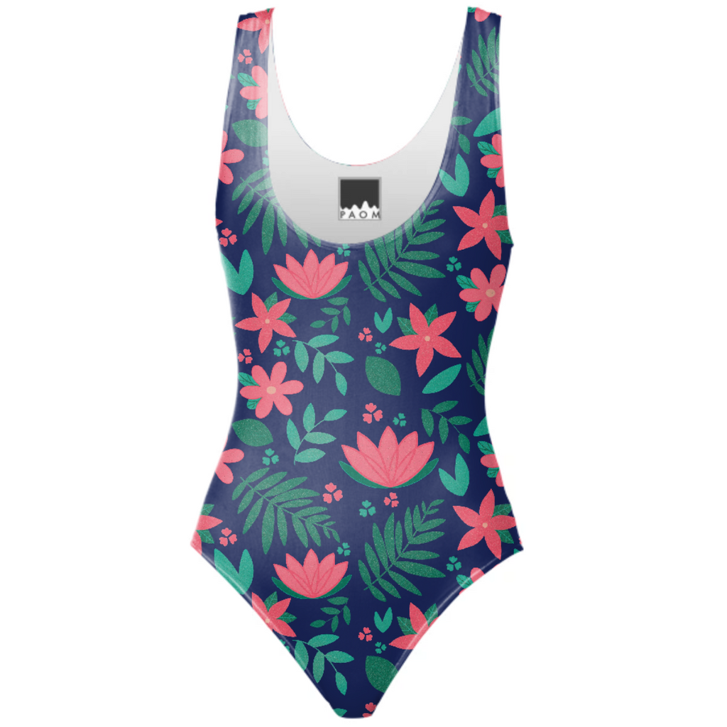 Lotus Pattern with Tropical Leaves