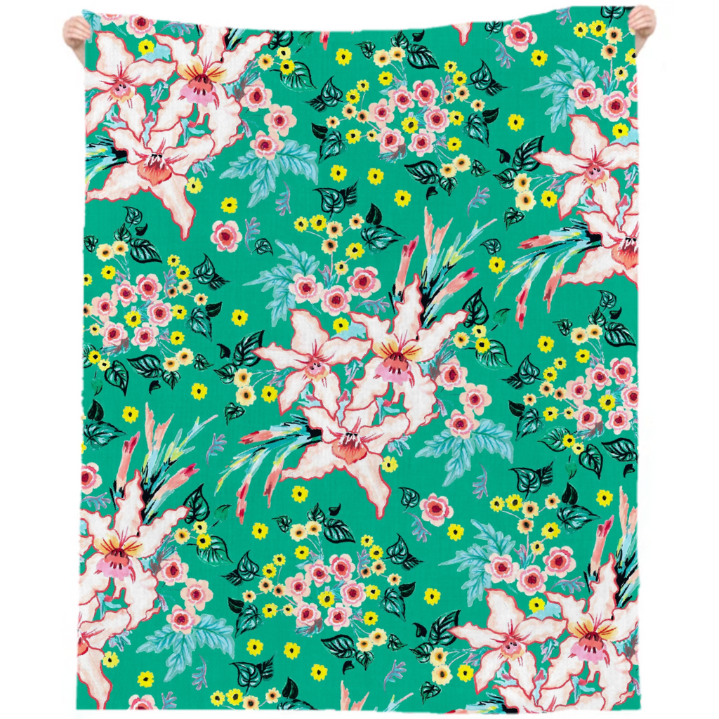 Tropical Lily pink and teal floral