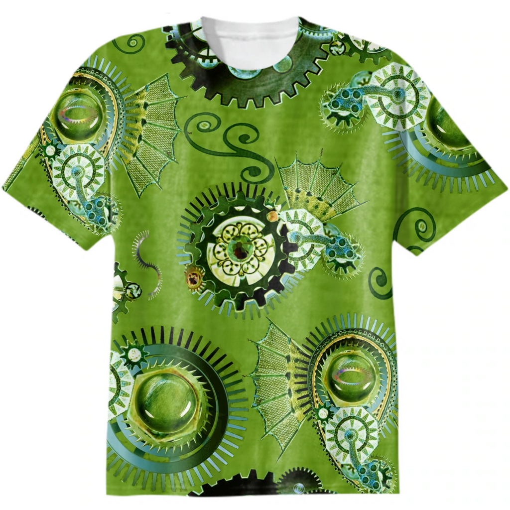 gears, paisley, green, monochrome, surrealism, steampunk, trend  year