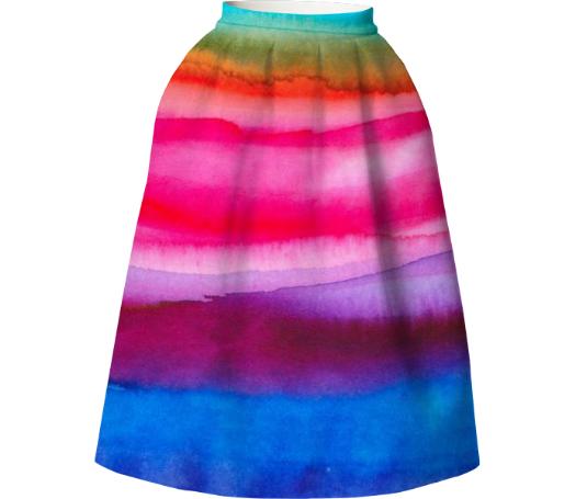Rainbow Watercolor Neoprene Skirt