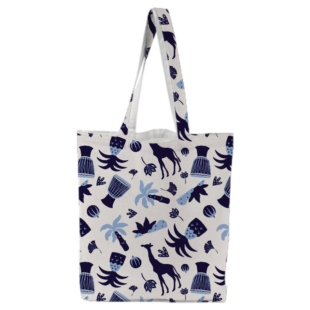 Blue giraffe safari leggins tote bag