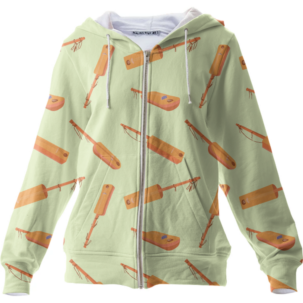 "GUEMBRI" pattern zip-up hoodie