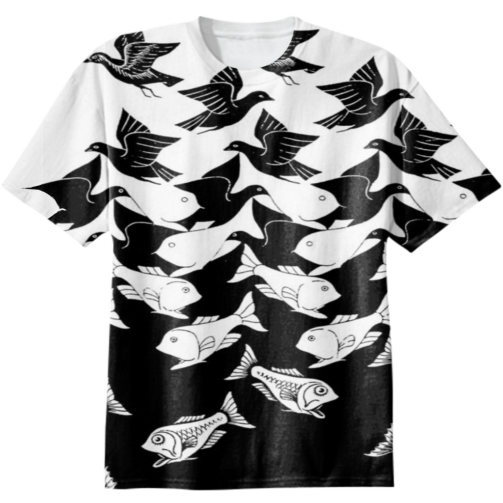 Printing art of MC Escher - Byrds and Fishes pattern