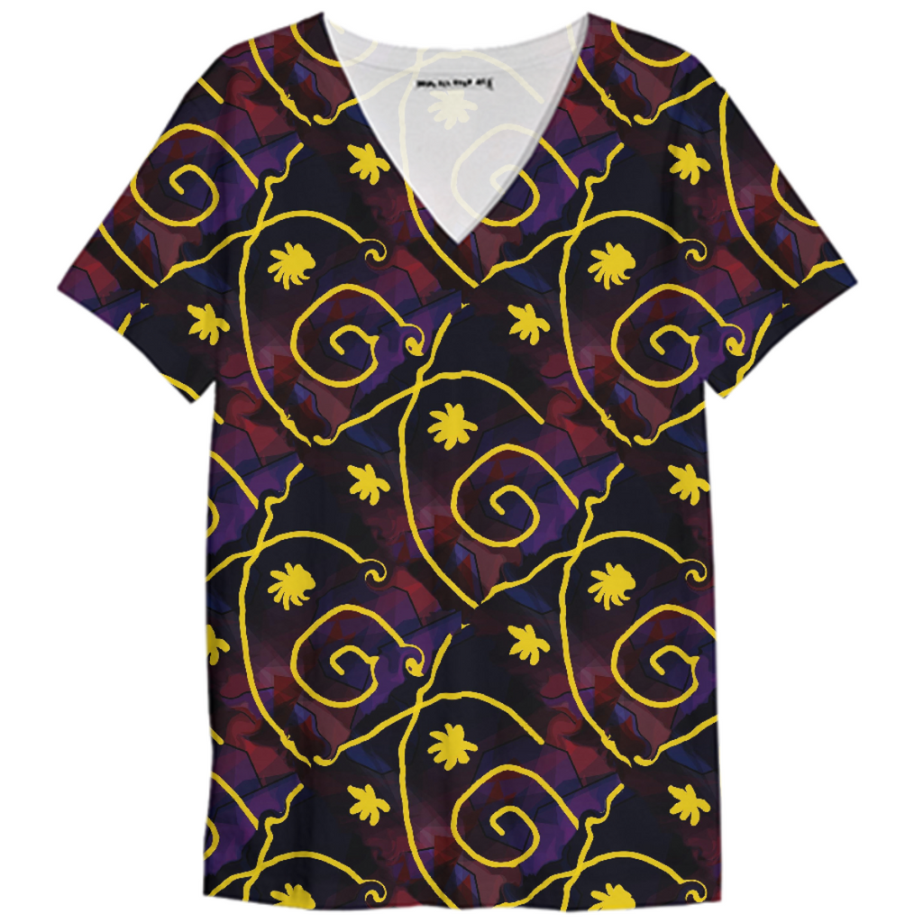 Swirl and Pattern  In Loudness V Neck Shirt