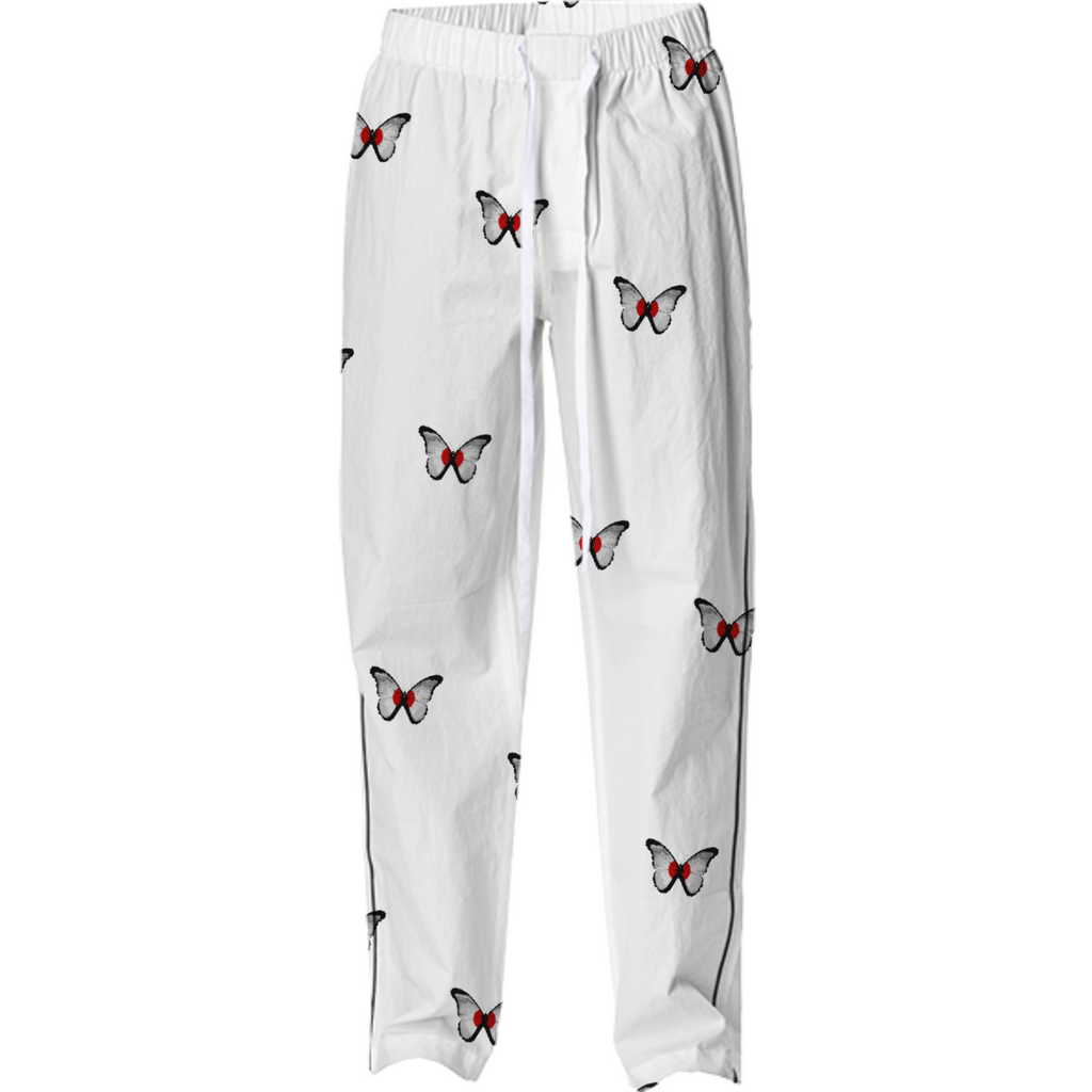 Butterfly pajama pants white