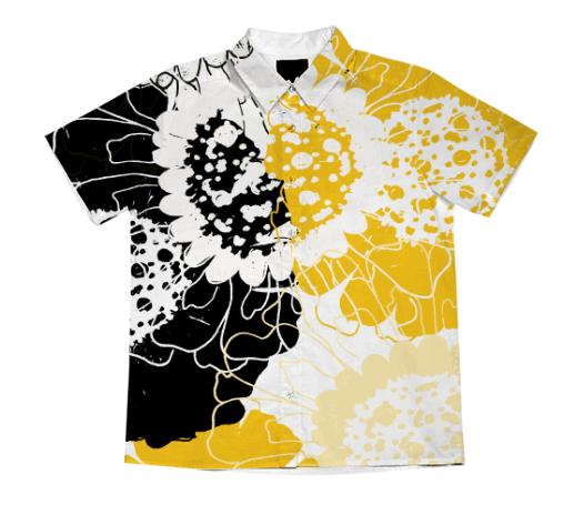 yellow daisies button up tee