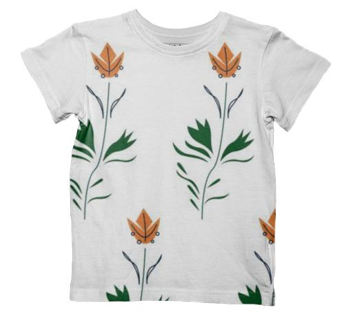 Kids designers tshirt white with Folk flowers
