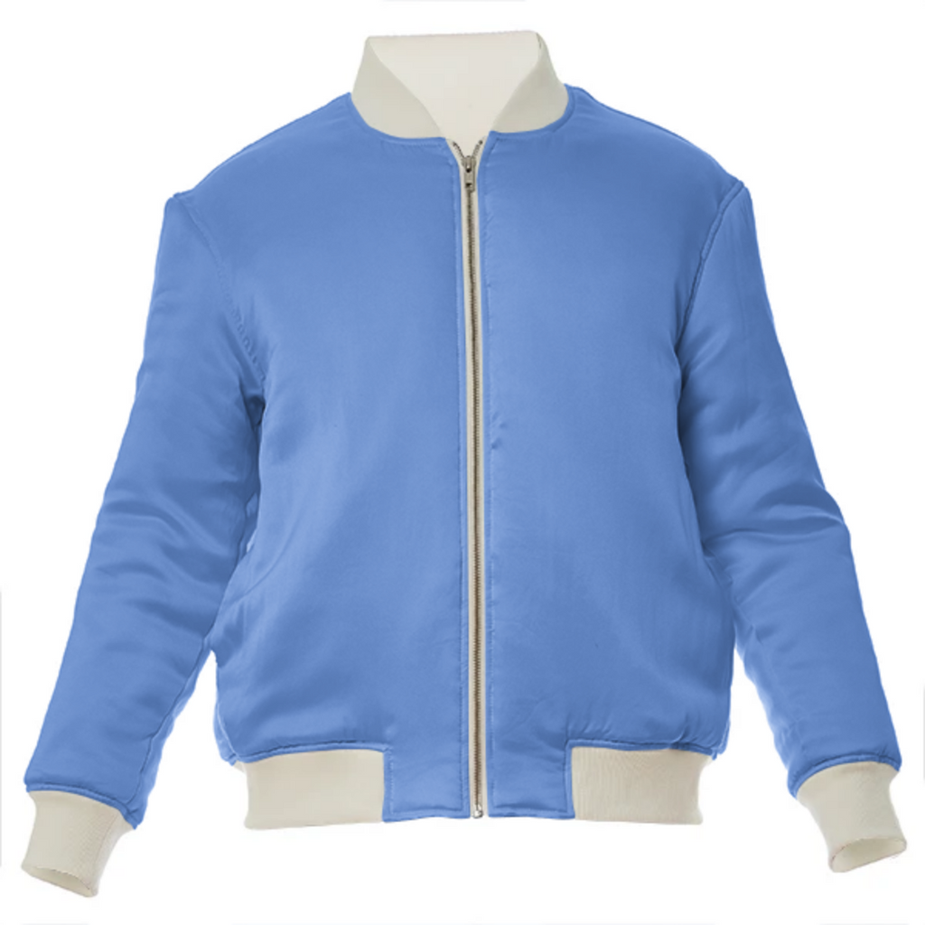 color cornflower blue VP silk bomber jacket