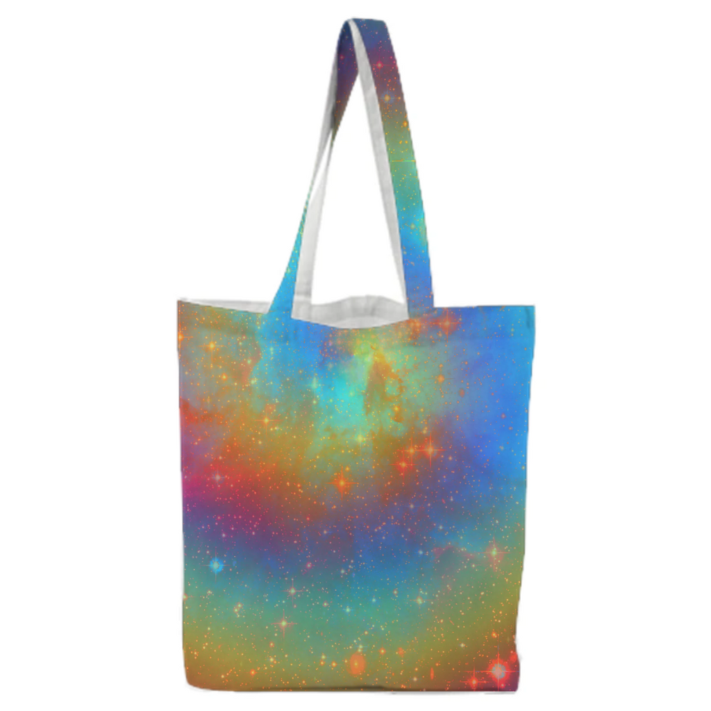 Rainbow Tie Dye Space Tote Bag