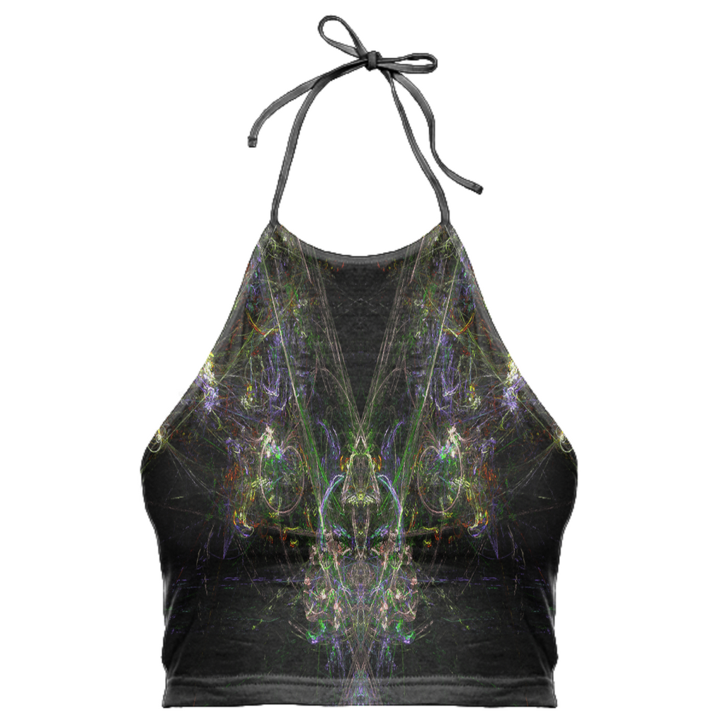 Neon Fractal City Halter Top