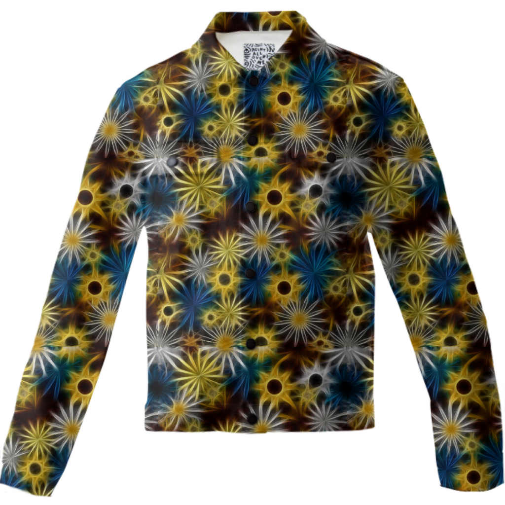 Blue and Yellow Daisies Twill Jacket