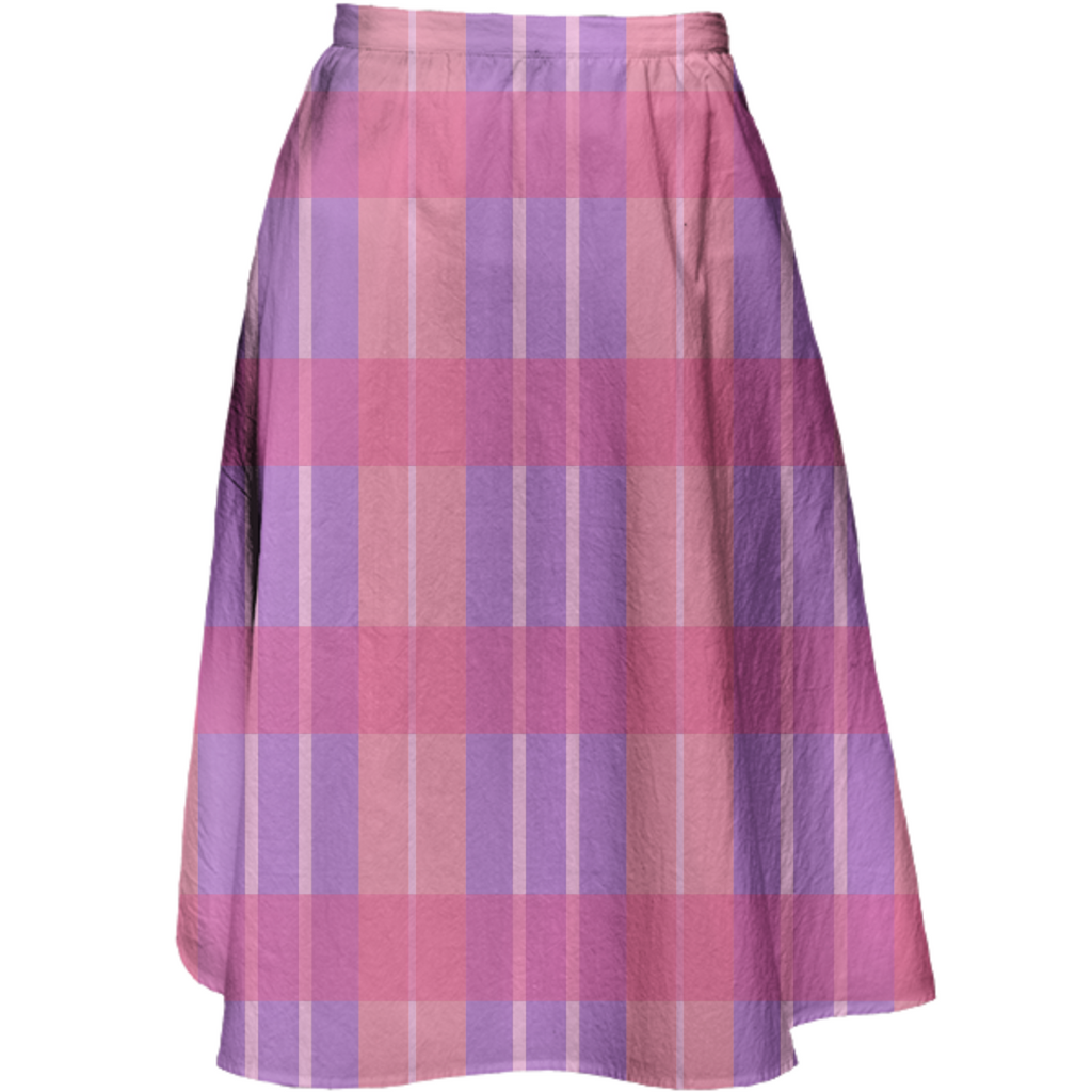 Pink Plaid Midi Skirt