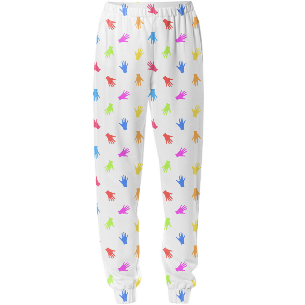 Multicolored Hands Silhouette Motif Design