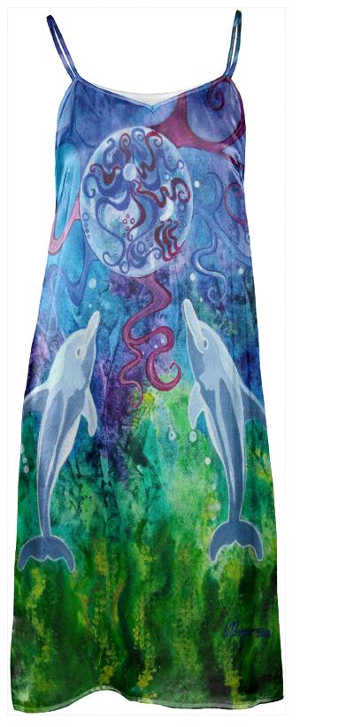Dolphin Gaze 100 Silk Charmeuse Slip Dress