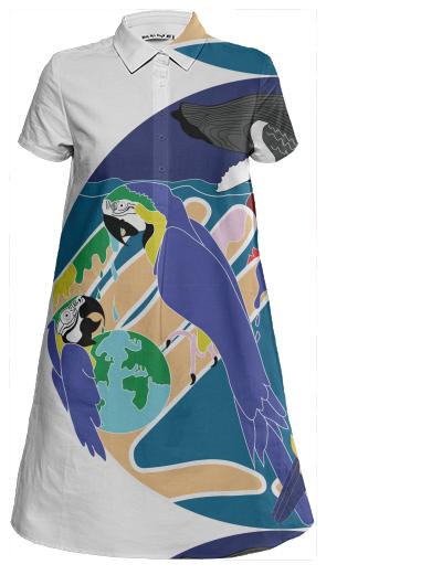 Tropical Creation Mini Shirt Dress