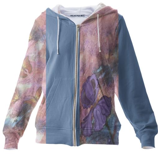 Pastel Monarchs Two Tone Zip Hoodie