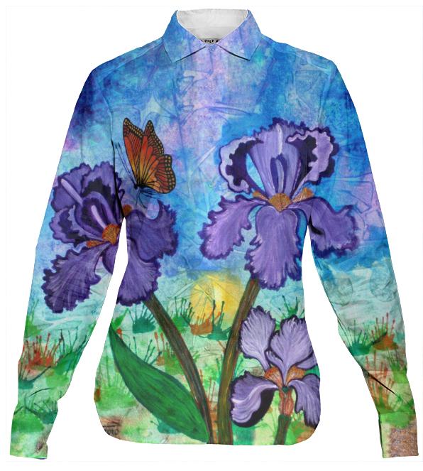 Iris at Sunrise Women s Button Down