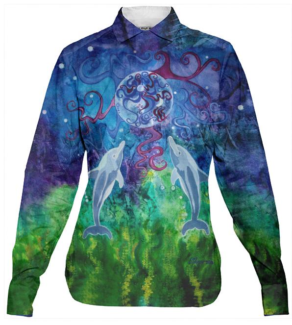 Dolphin Gaze Women s Button Down