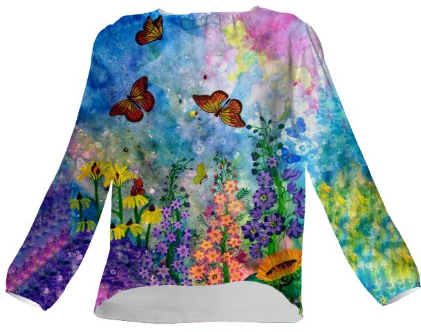 Butterfly Garden Silk Blouse