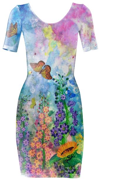 Butterfly Garden Bodycon Dress