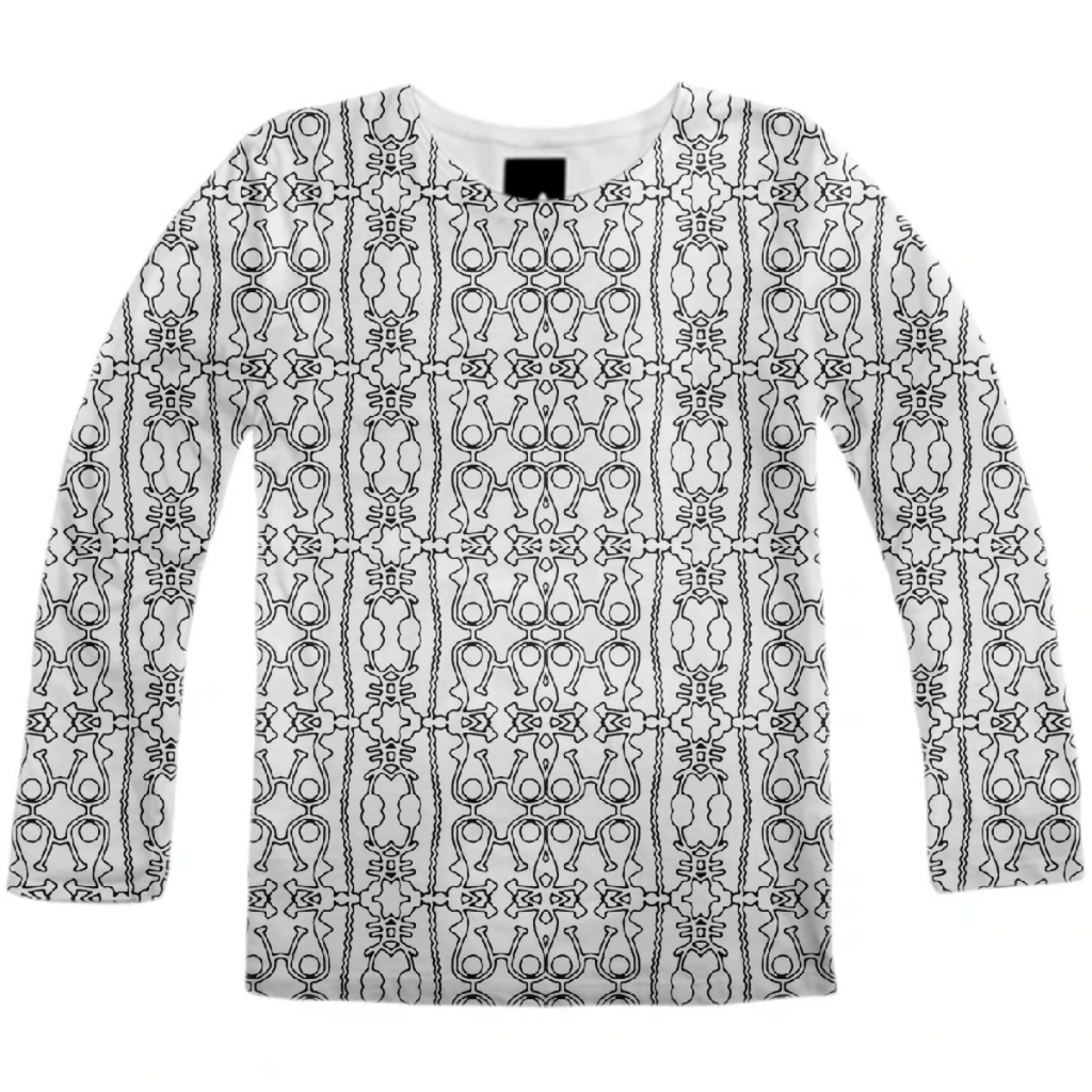 Modern Tribal Black and White Ornate Stripes