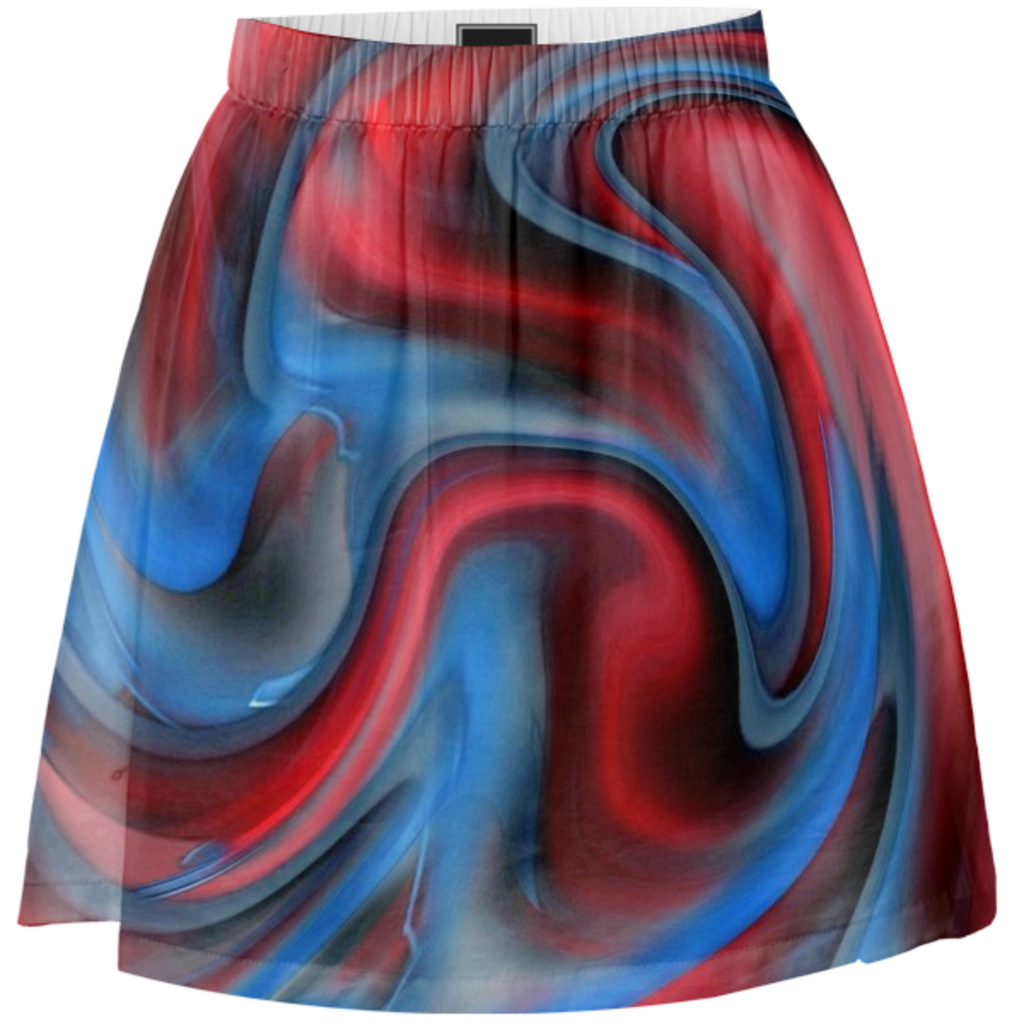 Blue Red Swirl Summer Skirt