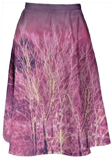 Abstract Starry Energy Forest Midi Skirt