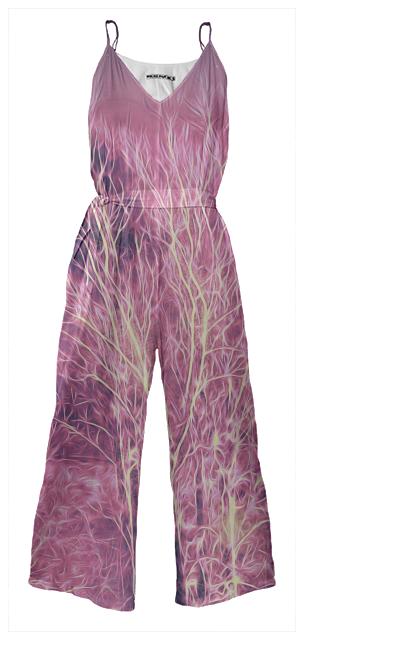 Abstract Starry Energy Forest Tie Waist Jumpsuit