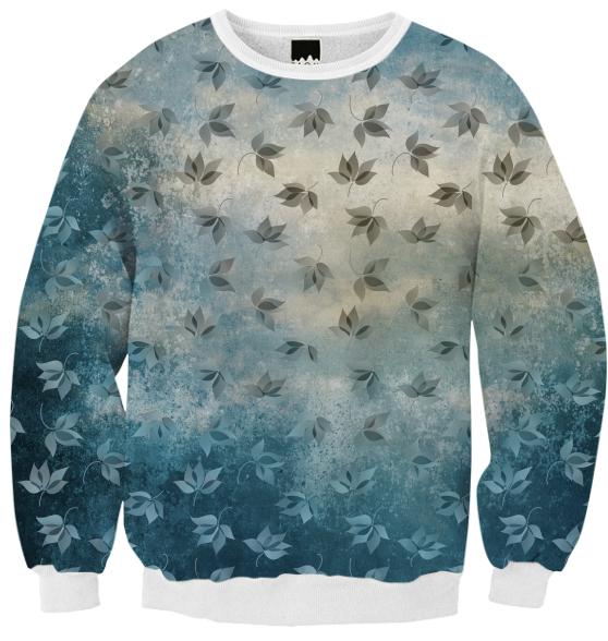 Blue Autumn Ribbed Sweatshirt