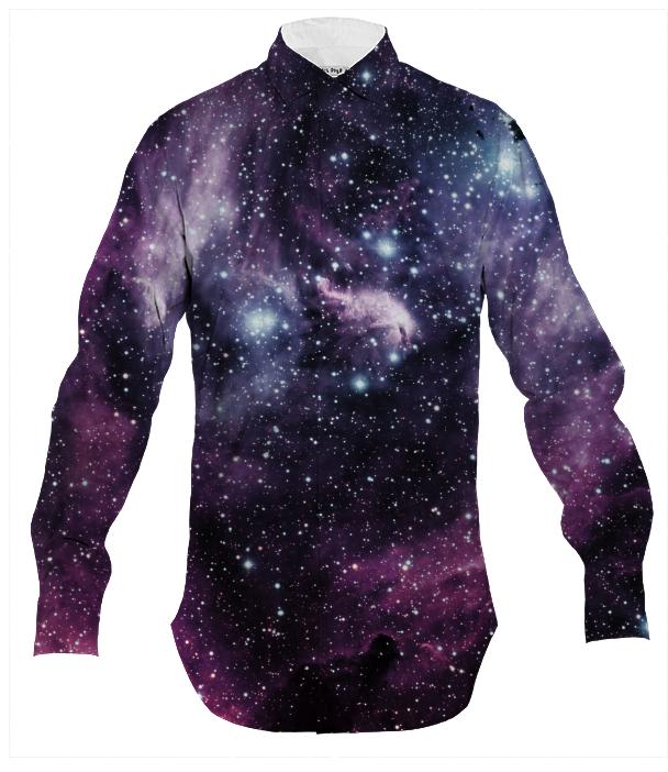 galaxy dress shirt Blue Brown Galaxy Space Button Up Shirt