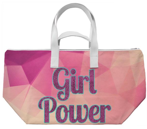 Girl Power Faux Glitter Geometric Weekend Bag