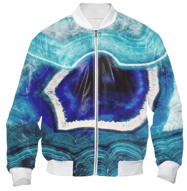 Abstract Blue Agates Bomber Jacket