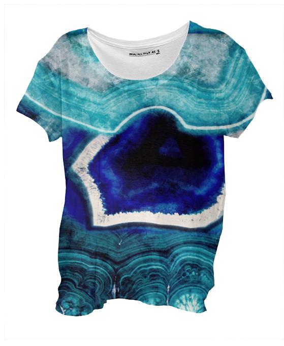 Abstract Blue Agates Drape Shirt