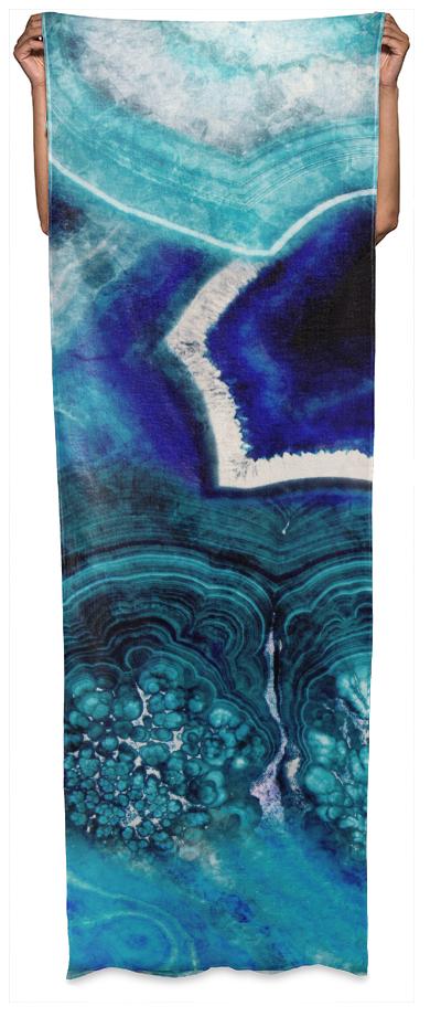 Abstract Blue Agates Wrap Scarf
