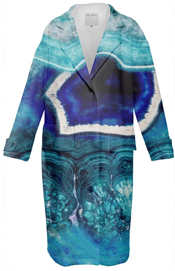 Abstract Blue Agates Neoprene Trench