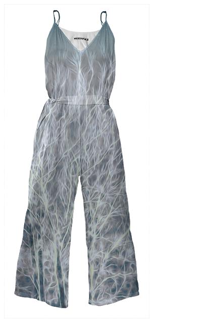 Abstrac Magic Energetic Ice Forest change the size and the repeat will change Tie Waist Jumpsuit Tie Waist Jumpsuit