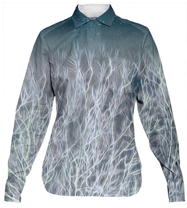 Abstrac Magic Energetic Ice Forest Women s Button Down