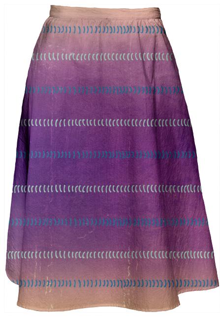 Micro Waves in Pink Violet Midi Skirt