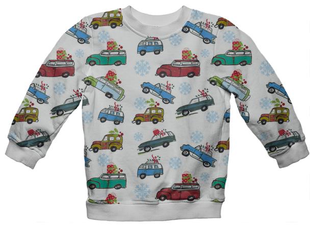 Vintage Christmas Cars Holiday Sweatshirt