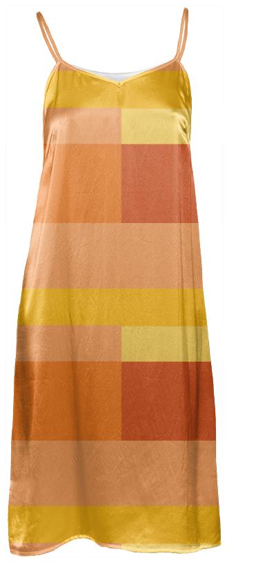 Geometric Modern Lines Tangerine slip dress
