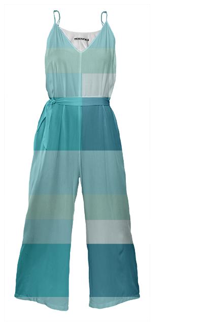 Geometric Modern Lines Sky blue jumpsuit