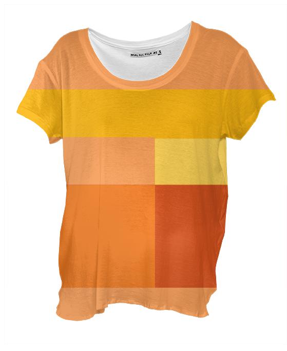 Geometric Modern Lines Tangerine Drape Shirt