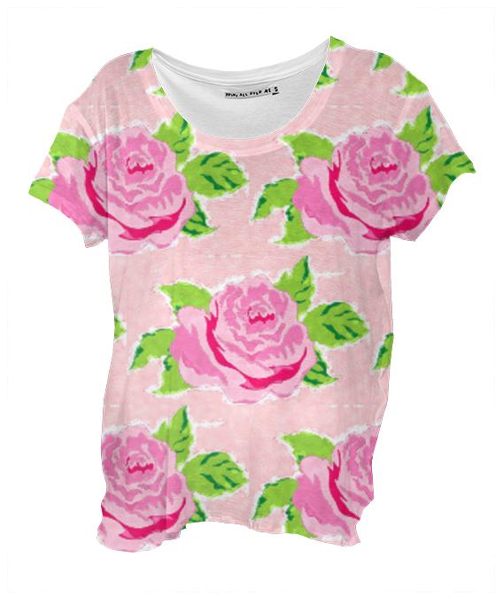 Boho Watercolor Rose Petal Drape Shirt
